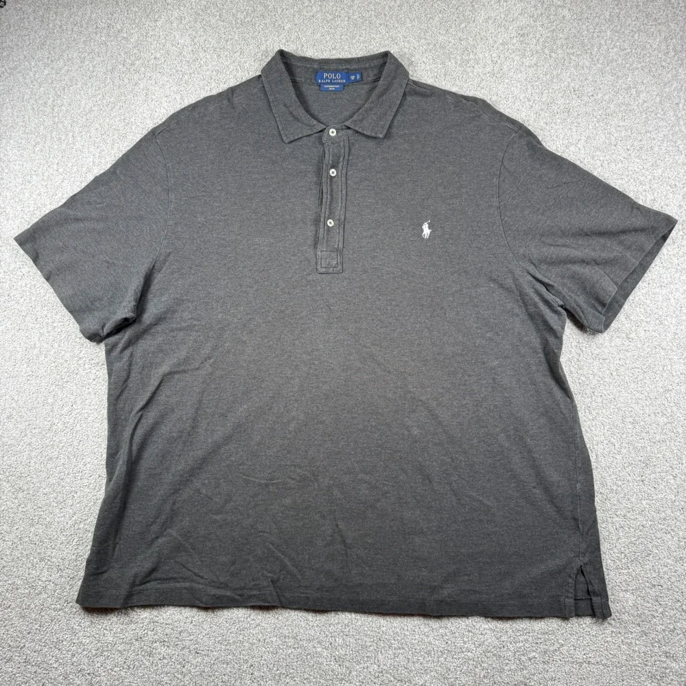 Polo Ralph Lauren Polo Shirt Mens 3XB Gray Featherweight Mesh Short Sleeve Pony